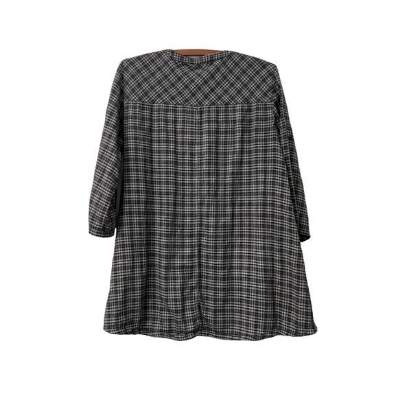 Armani Exchange Womens Black Plaid Half Button Long Sleeve Blouse Size Medium - Picture 5 of 6